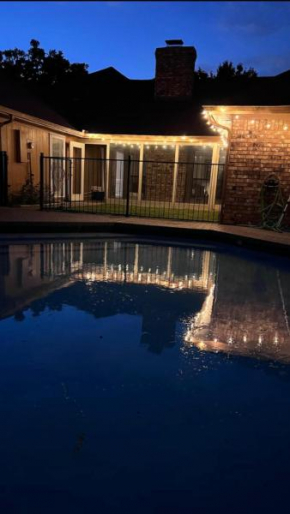 Big pool house, with spa and gym.